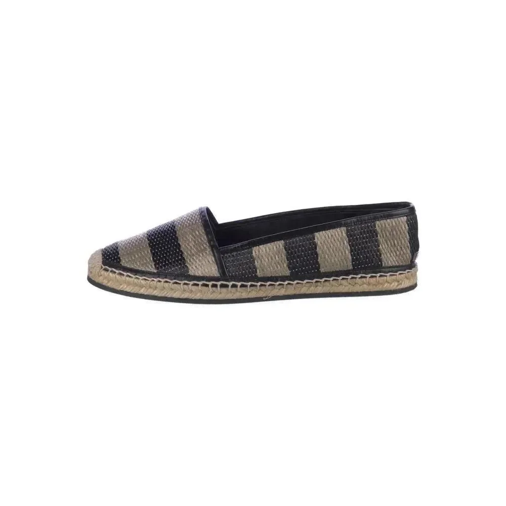 Burberry Two Tone Striped Raffia Hodgeson Espadrilles Size 37 US 6.5